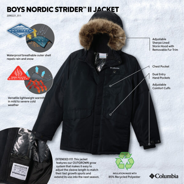 Columbia Nordic Strider™ II neperšlampama striukė berniukams - Image 2