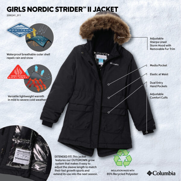 Columbia Nordic Strider™ II neperšlampama striukė mergaitėms - Image 2