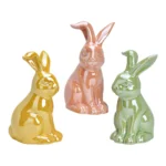 Blizgaus porceliano zuikučiai,3 vnt. rinkinys, 10x17x9cm - Image 2