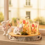 Keramikiniai zuikučiai su kaspinu, 2vnt, 8x7x5cm - Image 2