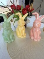 Blizgaus porceliano zuikučiai,3 vnt. rinkinys, 10x17x9cm