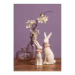 Keramikinis zuikis su gėlių apykakle, 1vnt, 4x16x6cm - Image 2